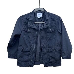 Old Navy Kids Navy Blue Utility Field Jacket Full Zip Button Front Size S 6-7